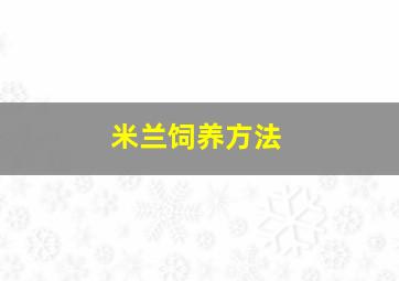 米兰饲养方法