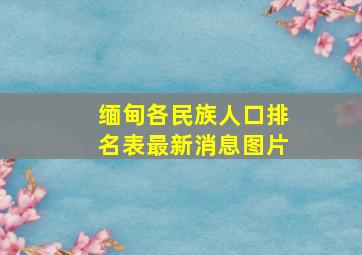 缅甸各民族人口排名表最新消息图片