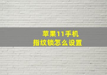 苹果11手机指纹锁怎么设置