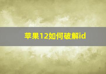 苹果12如何破解id