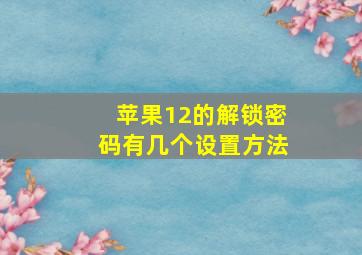 苹果12的解锁密码有几个设置方法