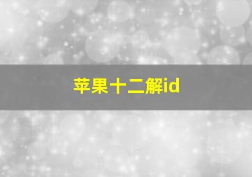 苹果十二解id