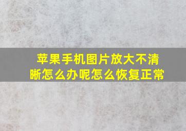 苹果手机图片放大不清晰怎么办呢怎么恢复正常