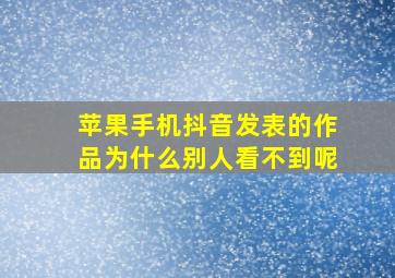 苹果手机抖音发表的作品为什么别人看不到呢