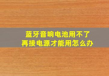 蓝牙音响电池用不了再接电源才能用怎么办