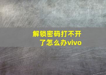 解锁密码打不开了怎么办vivo