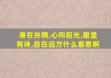 身在井隅,心向阳光,眼里有诗,自在远方什么意思啊