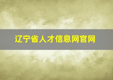 辽宁省人才信息网官网