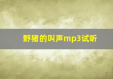 野猪的叫声mp3试听