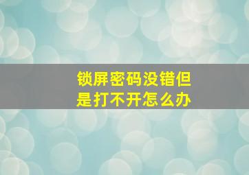 锁屏密码没错但是打不开怎么办