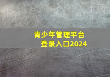 青少年管理平台登录入口2024