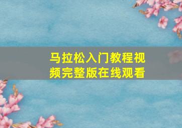 马拉松入门教程视频完整版在线观看