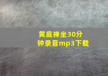 黄庭禅坐30分钟录音mp3下载